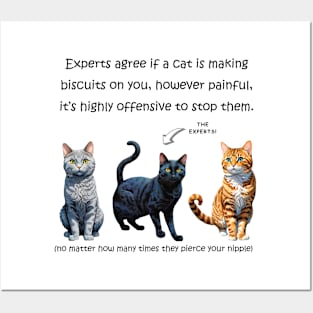 Experts agree if a cat is making biscuits on you pierce nipples - funny watercolour cat design Posters and Art